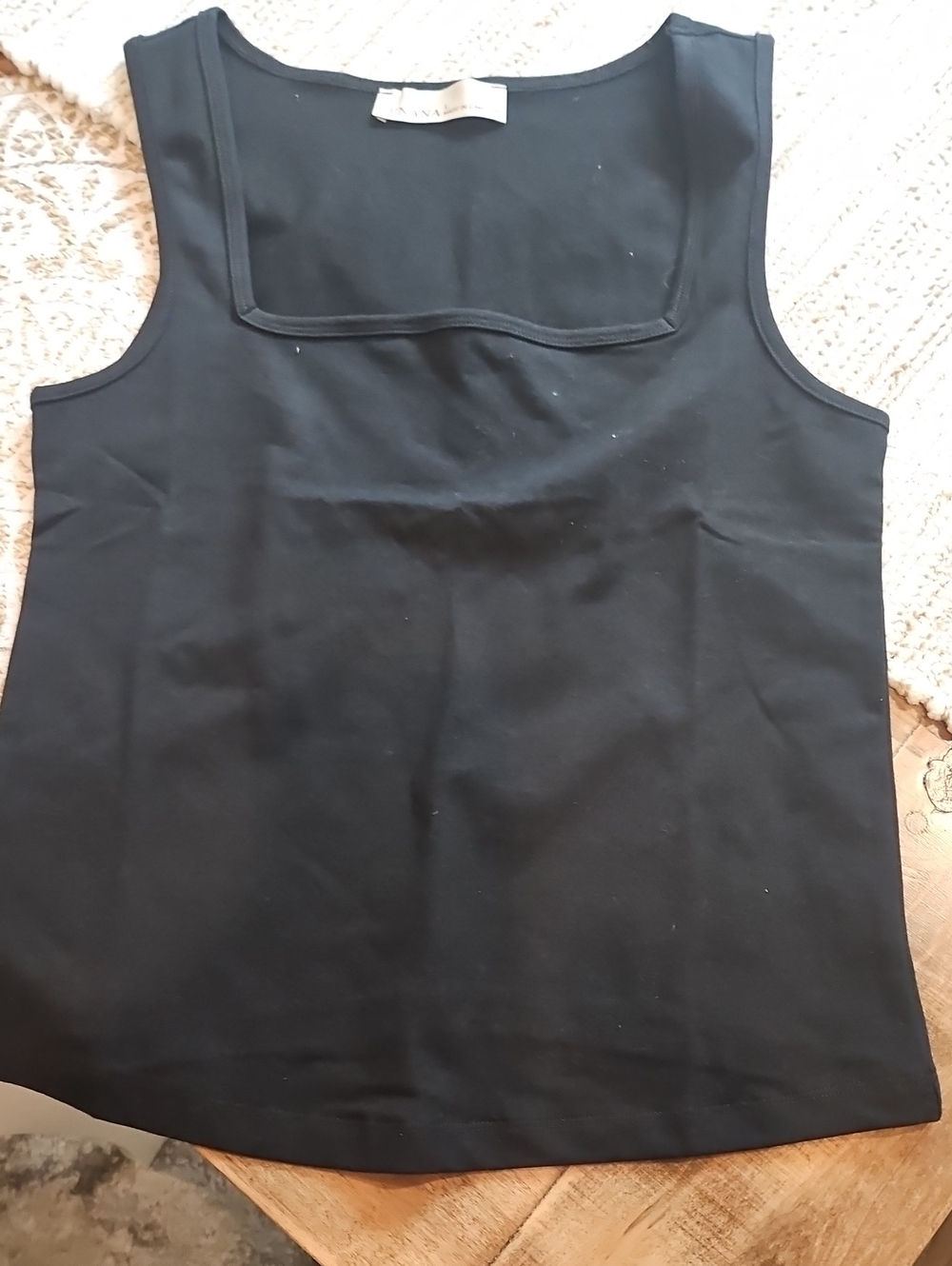 Zenana Outfitters Black Square Neck Tank Top